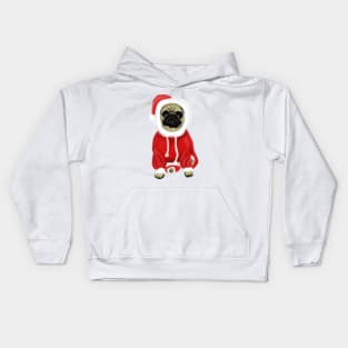 Funny Santa Pug Christmas Dog Lovers Gift Kids Hoodie